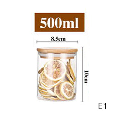 Room glass storage jar with bamboo lid
