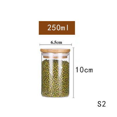 Room glass storage jar with bamboo lid