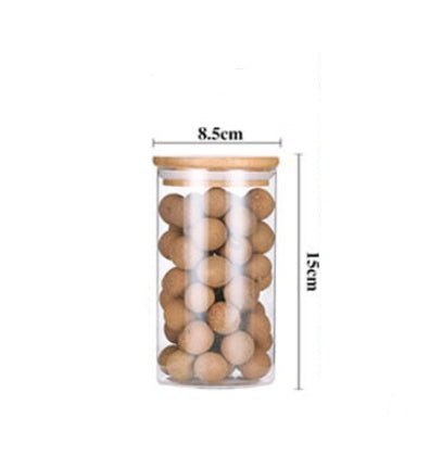 Room glass storage jar with bamboo lid