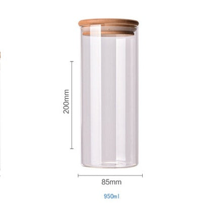 Room glass storage jar with bamboo lid