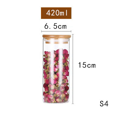 Room glass storage jar with bamboo lid