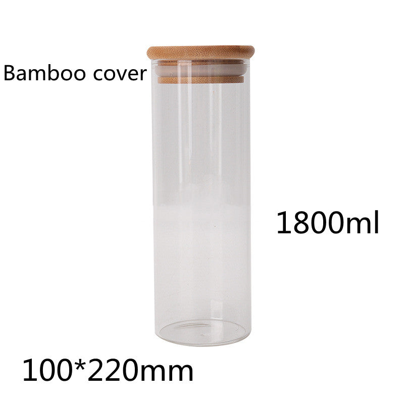 Room glass storage jar with bamboo lid
