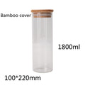Room glass storage jar with bamboo lid